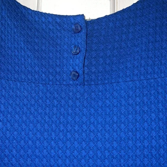 Anthropologie Maeve 60s Retro Textured Short Sleeve Shift Dress Size Small Blue - Picture 6 of 12